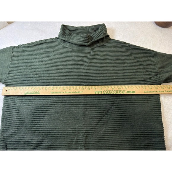 Womens Green Textured Turtleneck Sweater Long Sleeve Size L - Picture 4 of 8